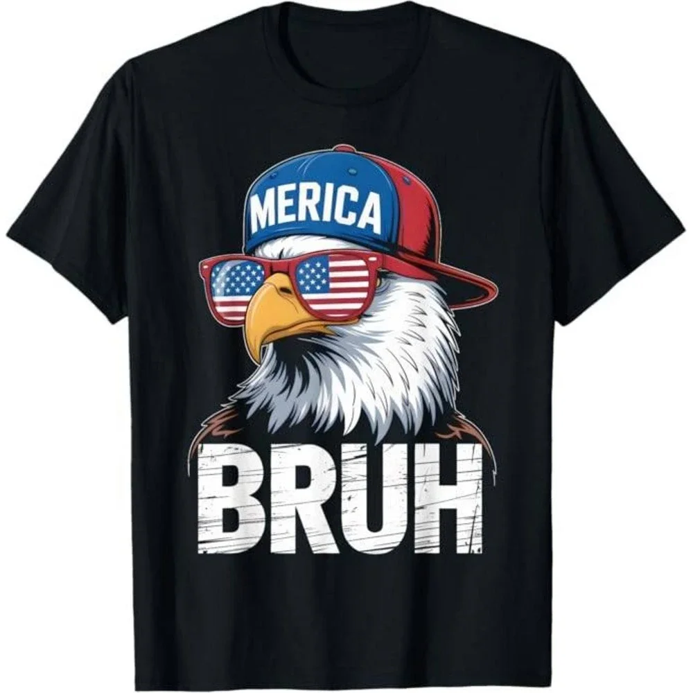American Eagle Bruh Graphic T-Shirt Patriotic USA Flag Boys-Medium-NWT‎
